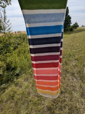 Vintage Gap 100% Lambswool Rainbow Stripe Scarf Dopamine Cabincore Prep Ski